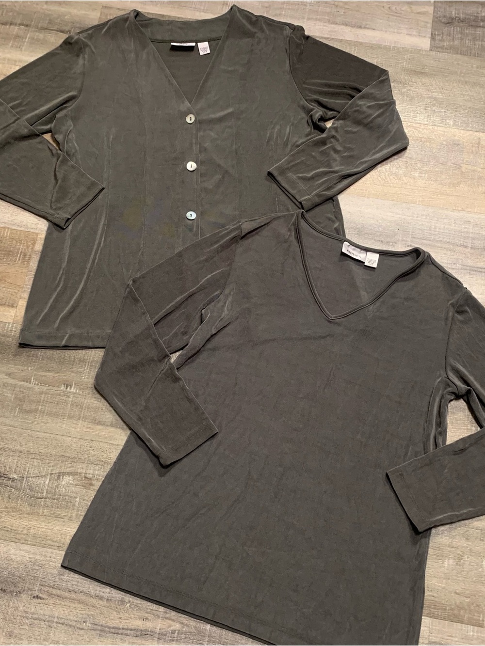 Chicos Travelers Slinky Knit Top & Jacket Set Size 2/3